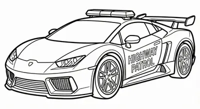 Police Car with Siren Coloring Page for Kids