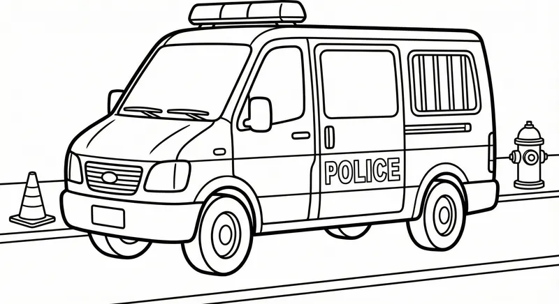 Police Squad Car Coloring Sheet for Kids