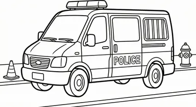 Police Squad Car Coloring Sheet for Kids