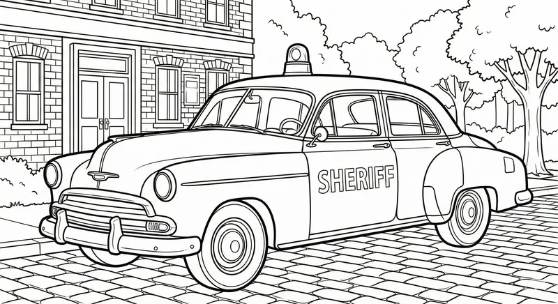 Classic Vintage Sheriff Car Coloring Page