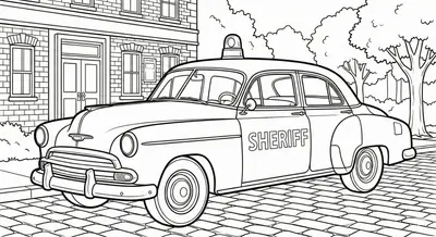 Classic Vintage Sheriff Car Coloring Page