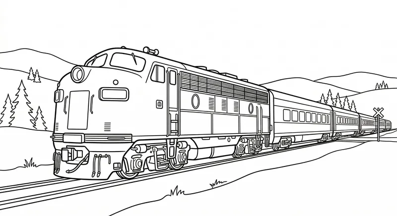 Printable US Passenger Train Coloring Page for All Ages