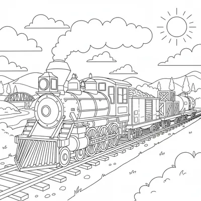 Freight Cargo Train Coloring Page for All Ages