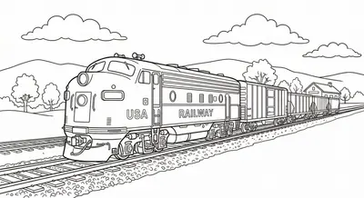 American Freight Train Coloring Page