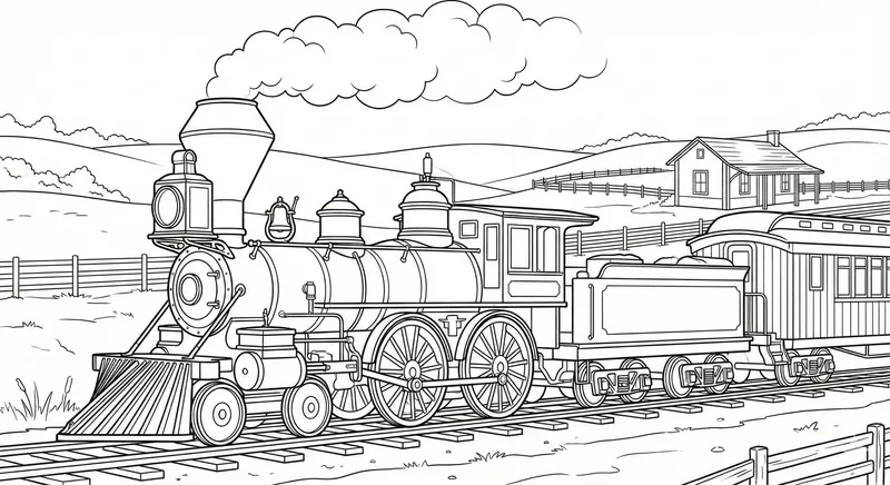 Classic Steam Train Coloring Page