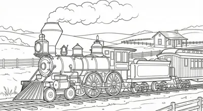 Classic Steam Train Coloring Page