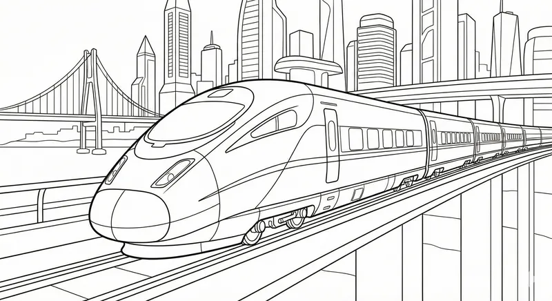 High-Speed City Train Coloring Page