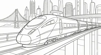 High-Speed City Train Coloring Page