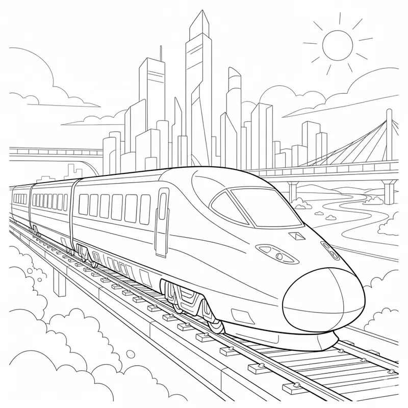Sleek Modern Bullet Train Coloring Page