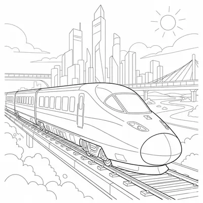 Sleek Modern Bullet Train Coloring Page