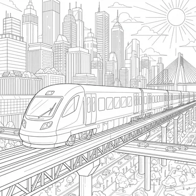 Sleek Modern Commuter Train Coloring Page