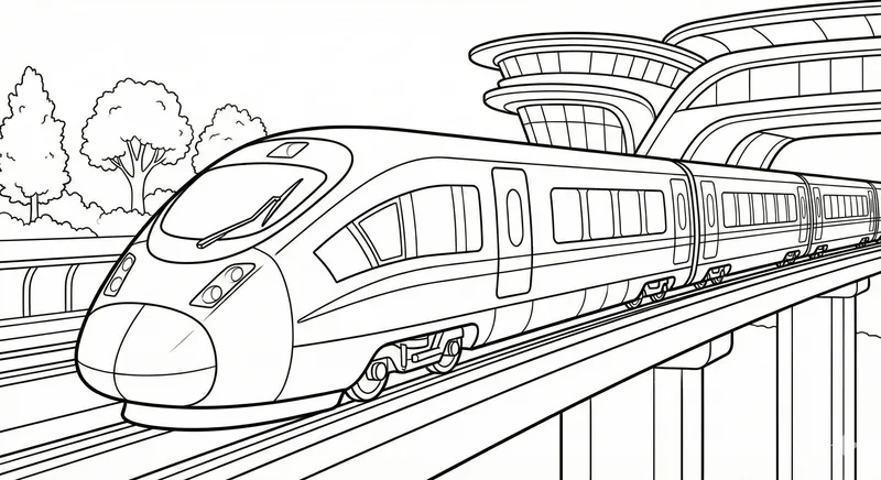 Modern High-Speed Train Coloring Page