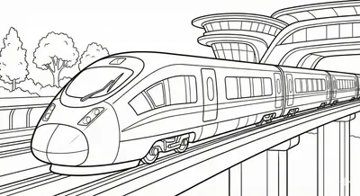 Modern High-Speed Train Coloring Page