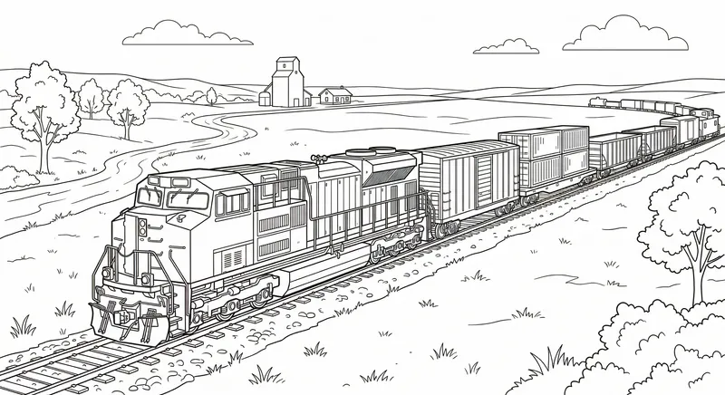 US Cargo Train Coloring Page - Free Printable Freight Train