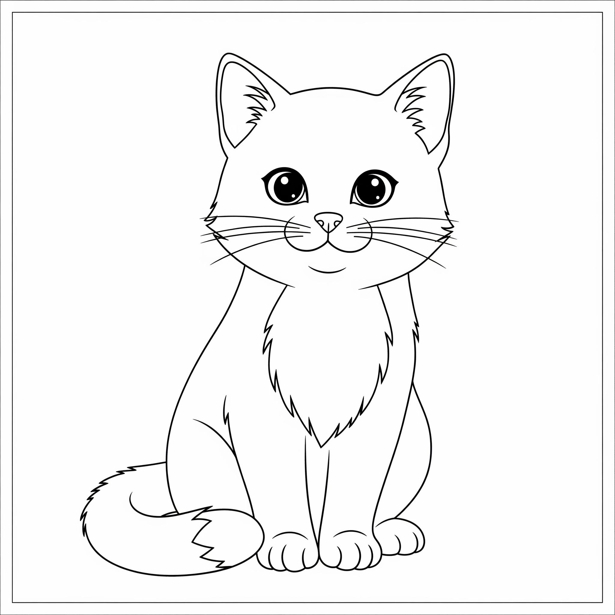 Adorable Cat Coloring Page for All Ages