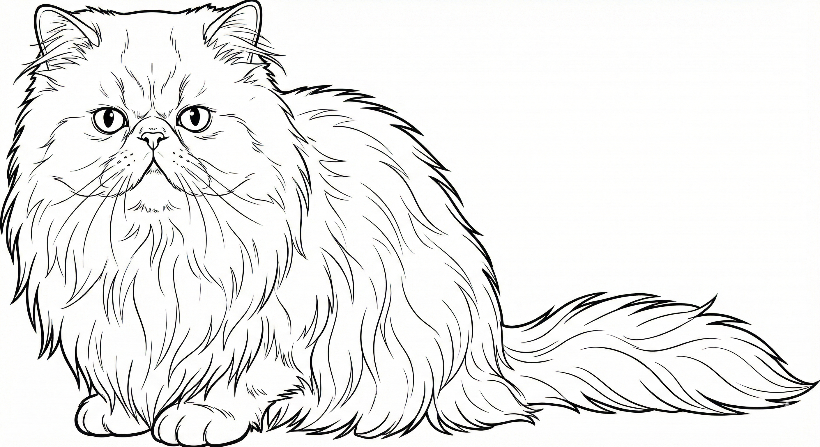 Fluffy Persian Cat Coloring Page