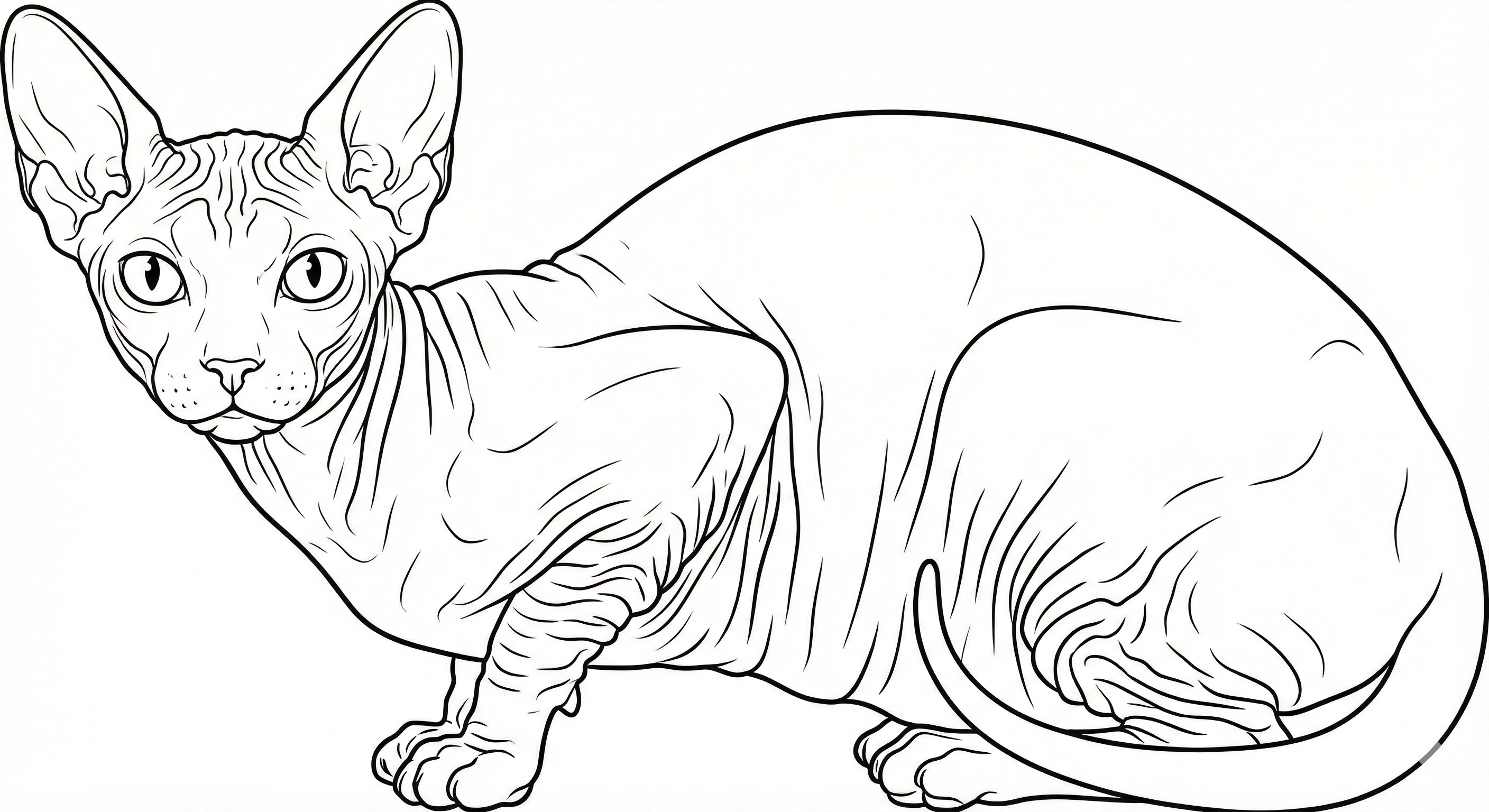 Hairless Sphynx Cat Printable Coloring Page