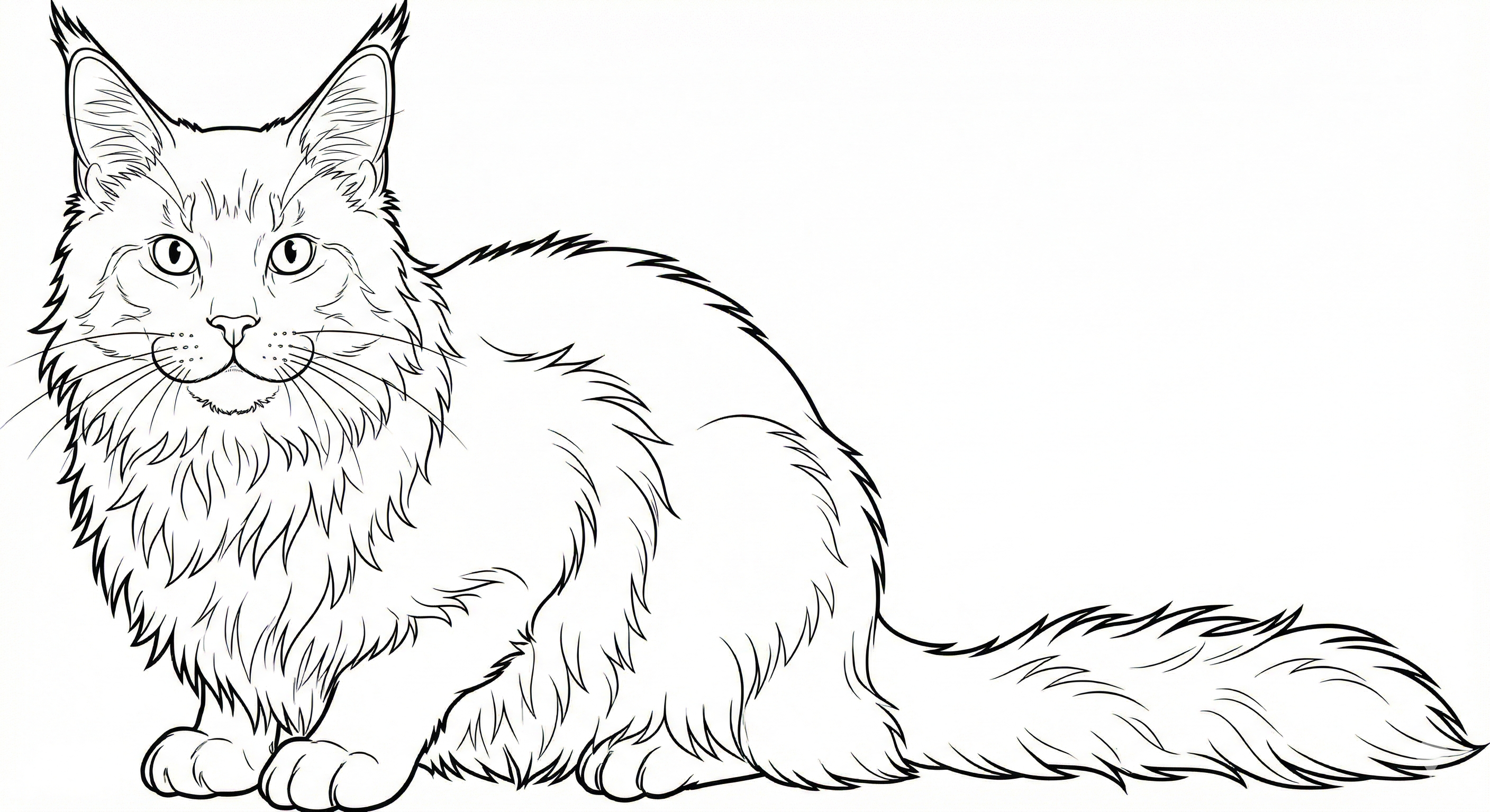 Majestic Maine Coon Cat Coloring Page