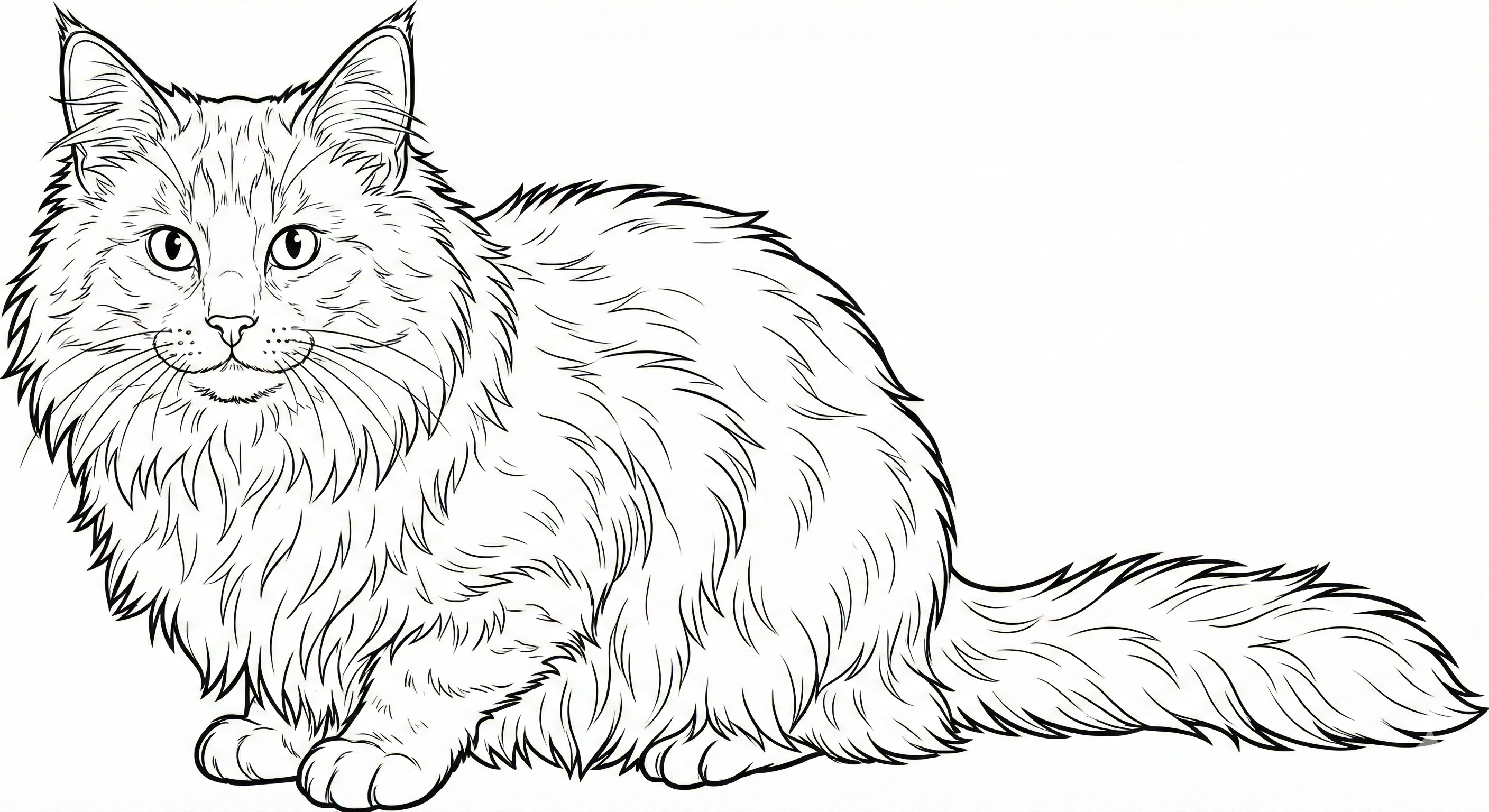 Fluffy Norwegian Forest Cat Coloring Page