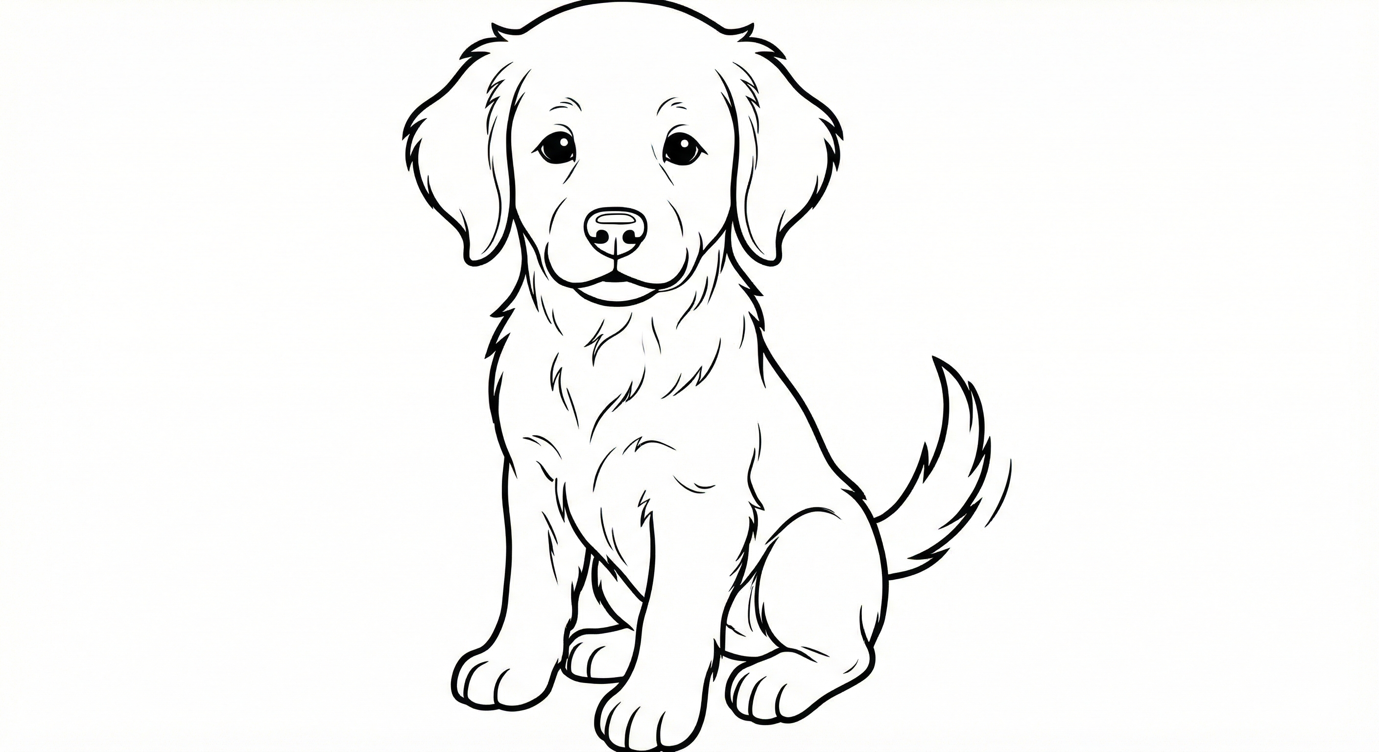 Cute Golden Retriever Puppy Coloring Page – Printable PDF
