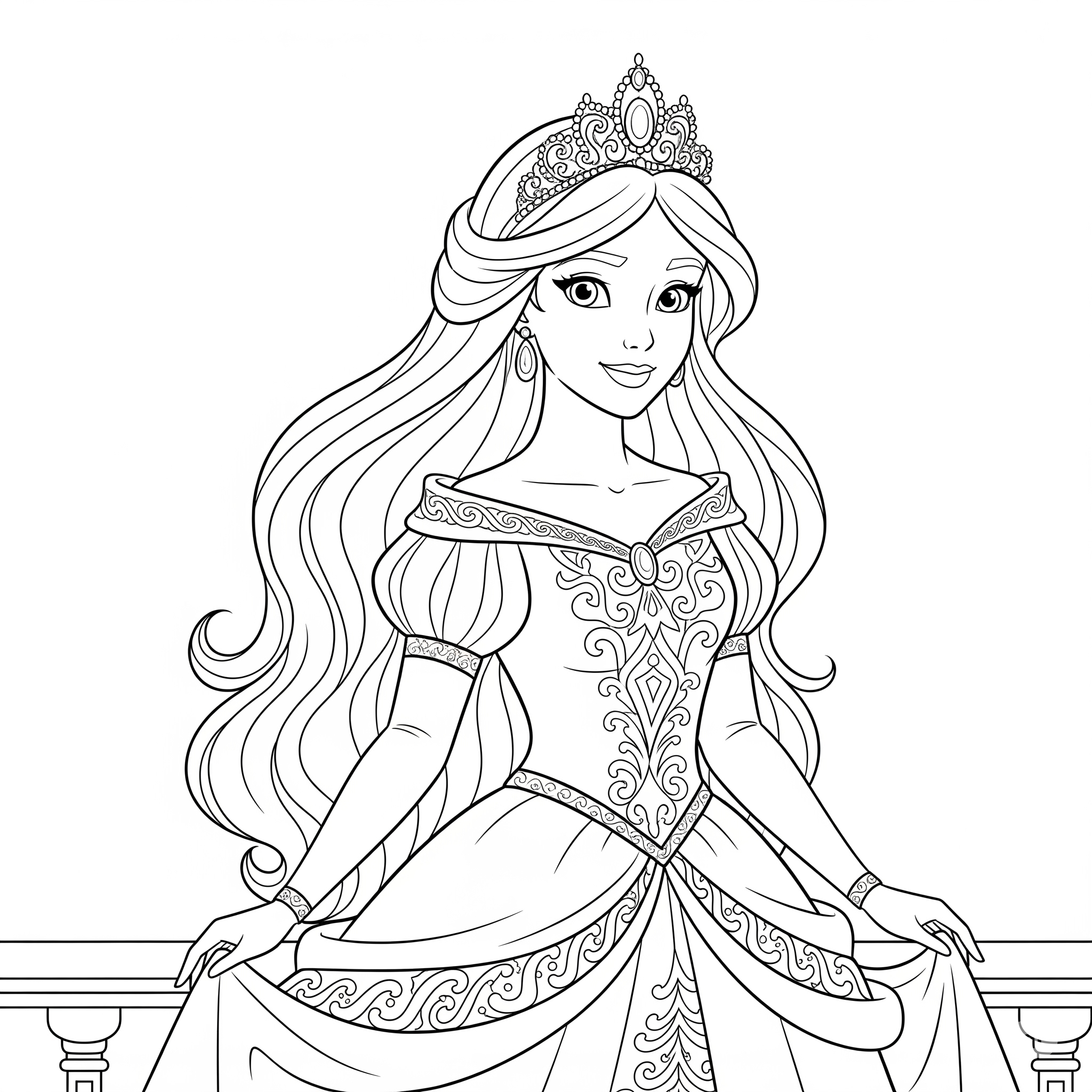 Beautiful Princess Coloring Page for Girls