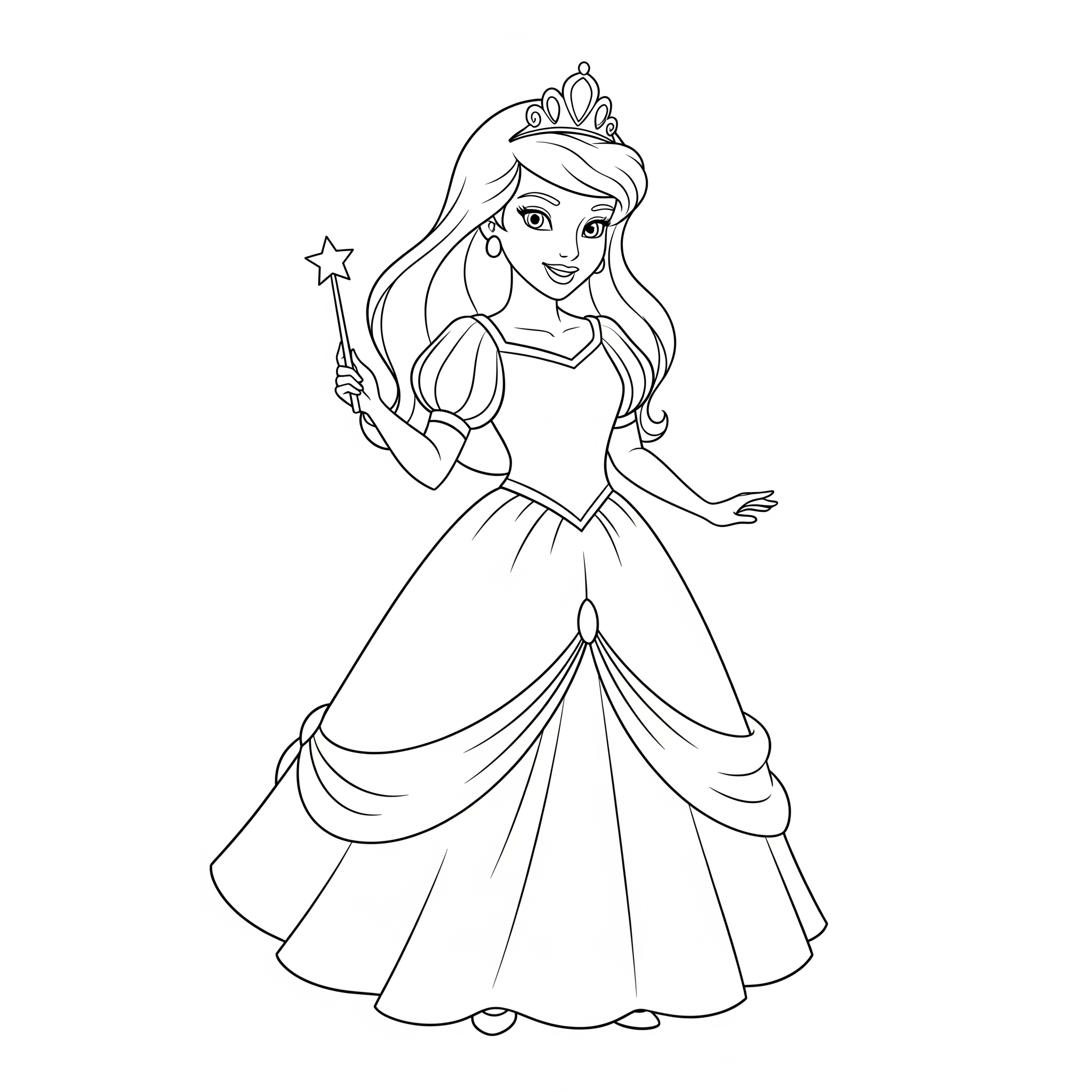 Cute Princess Coloring Page for Kids