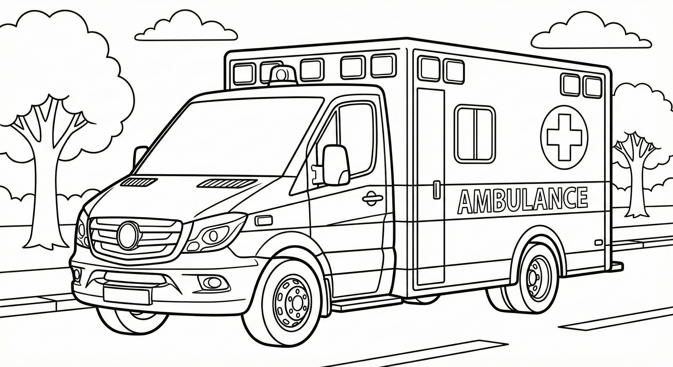 Ambulance Coloring Page for Kids
