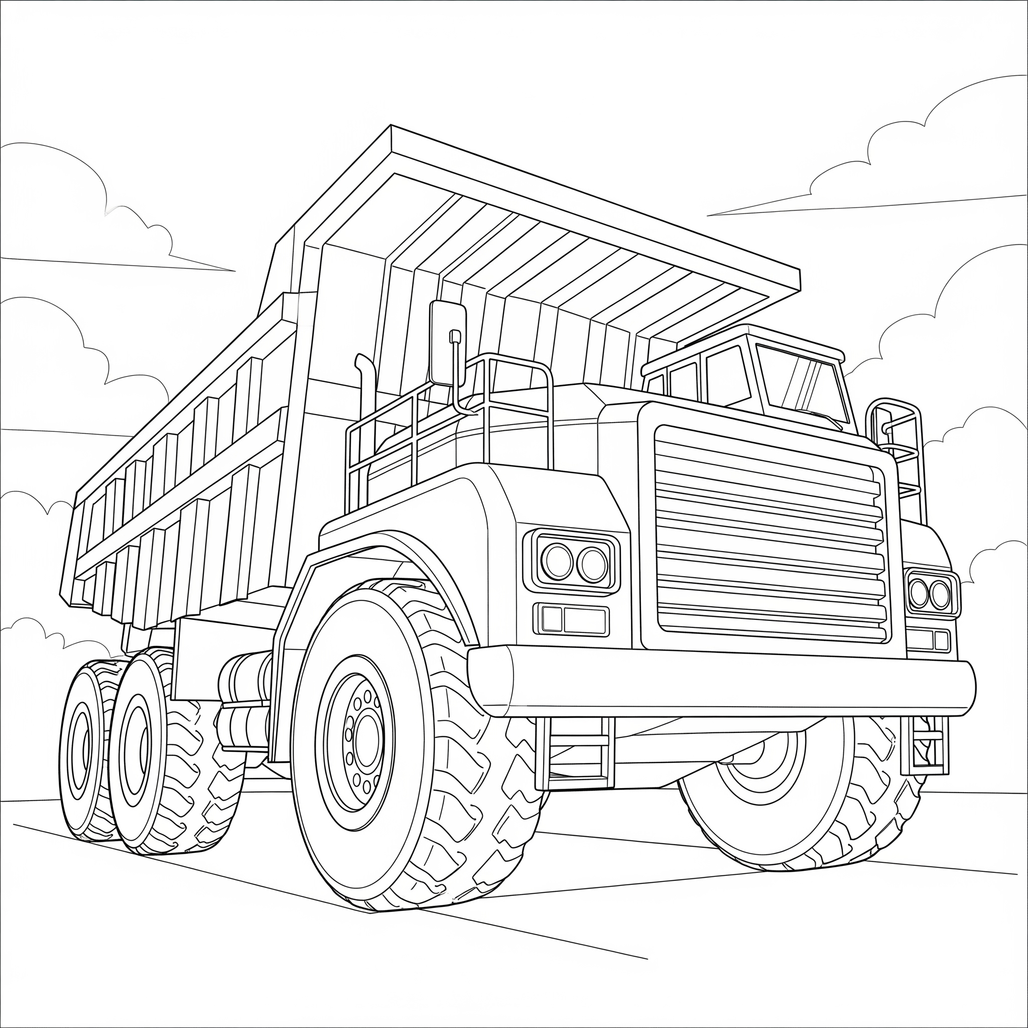 Classic Dump Truck Coloring Printable for All Ages