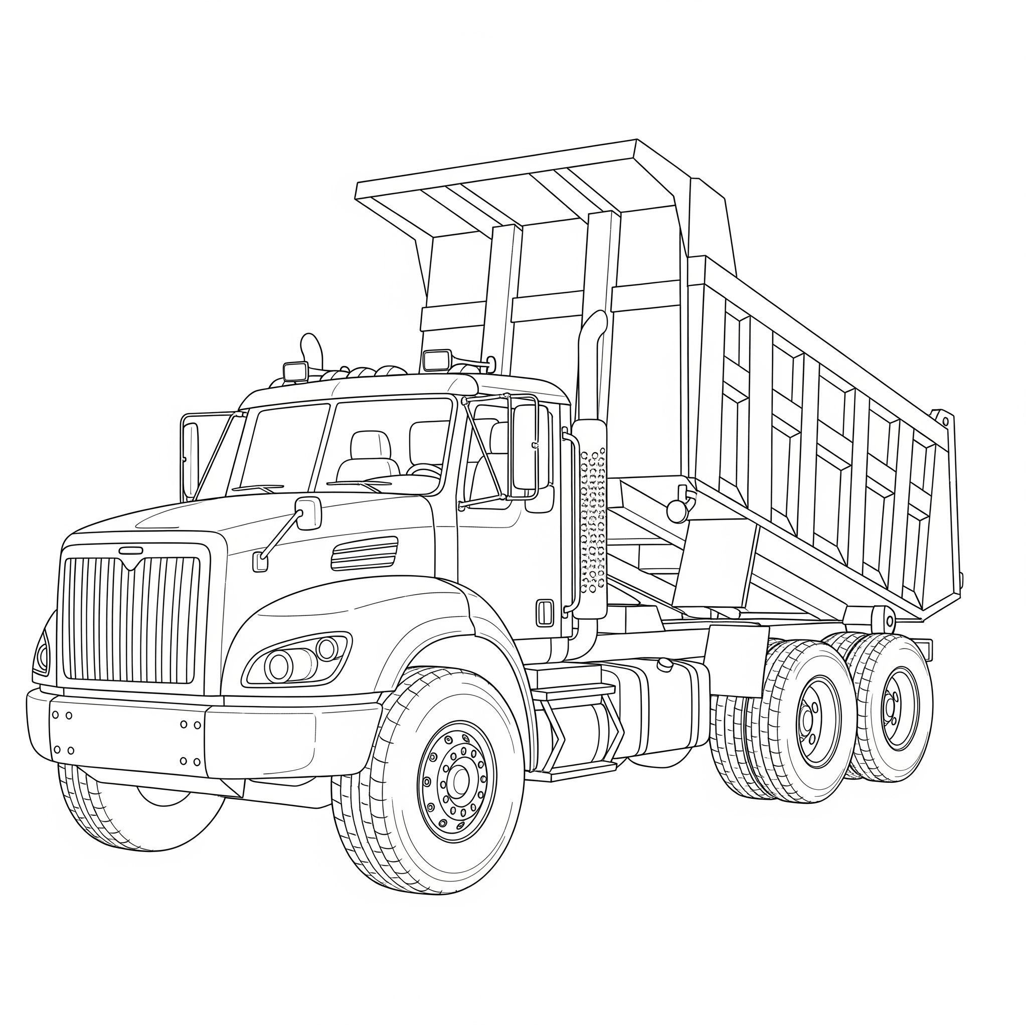 Realistic Dump Truck Coloring Page for Construction Fans