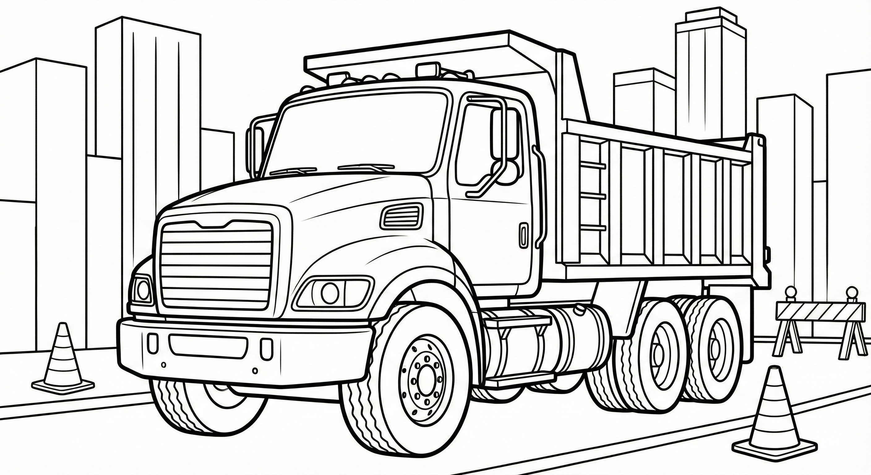 Simple City Dump Truck Coloring Page for Kids