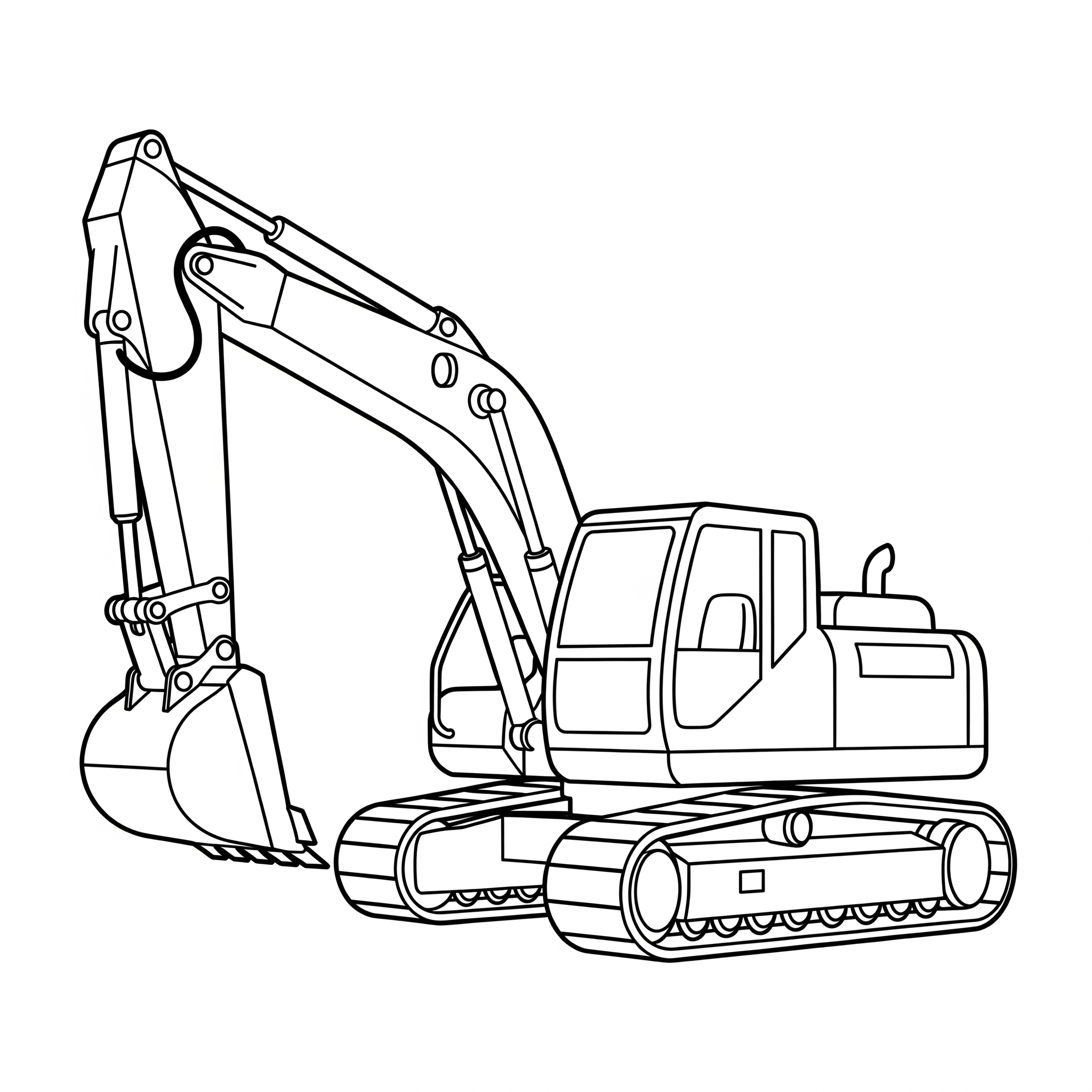Simple Excavator Coloring Page for Kids