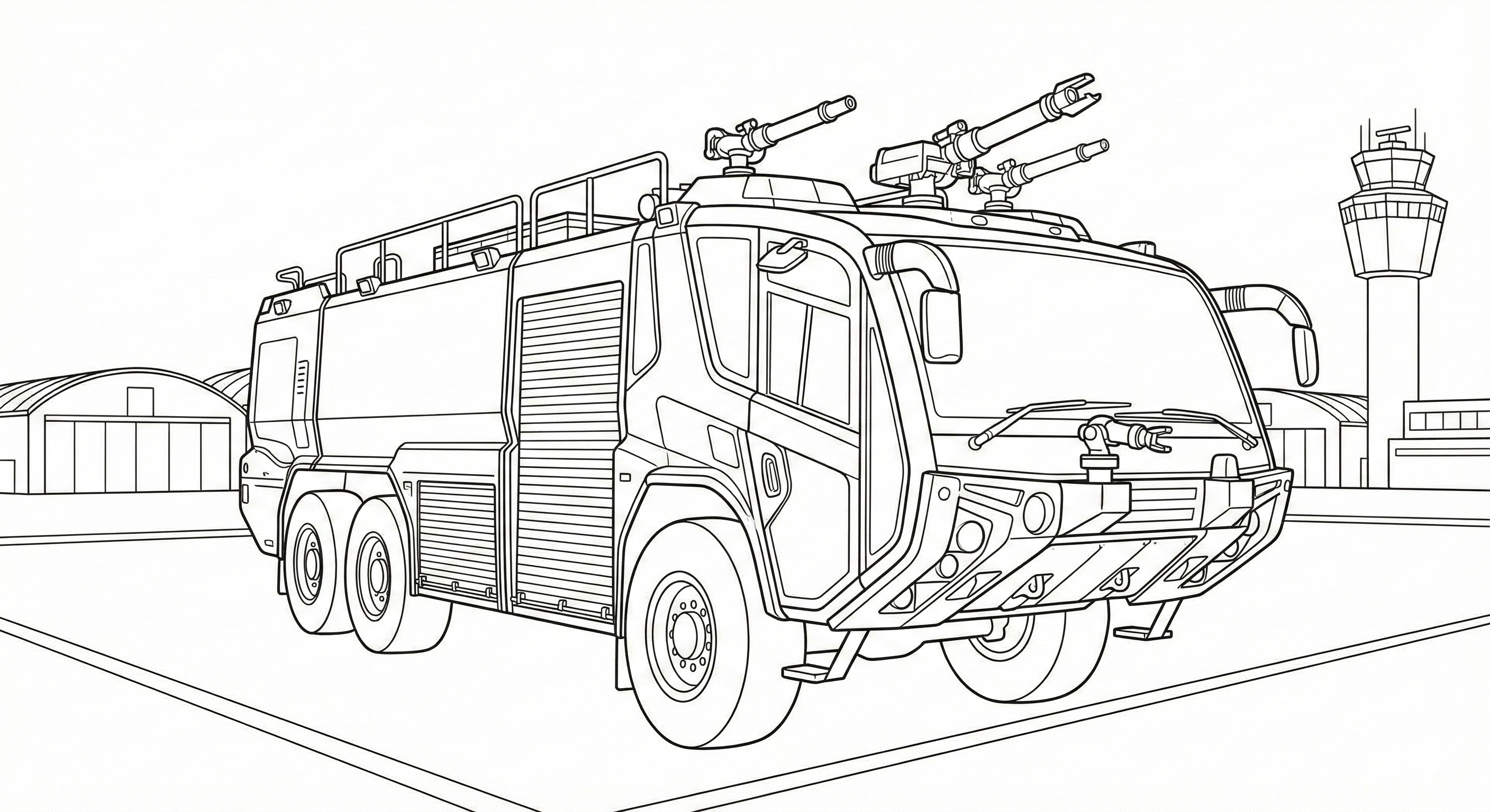 Airport Crash Tender Fire Truck Coloring Page