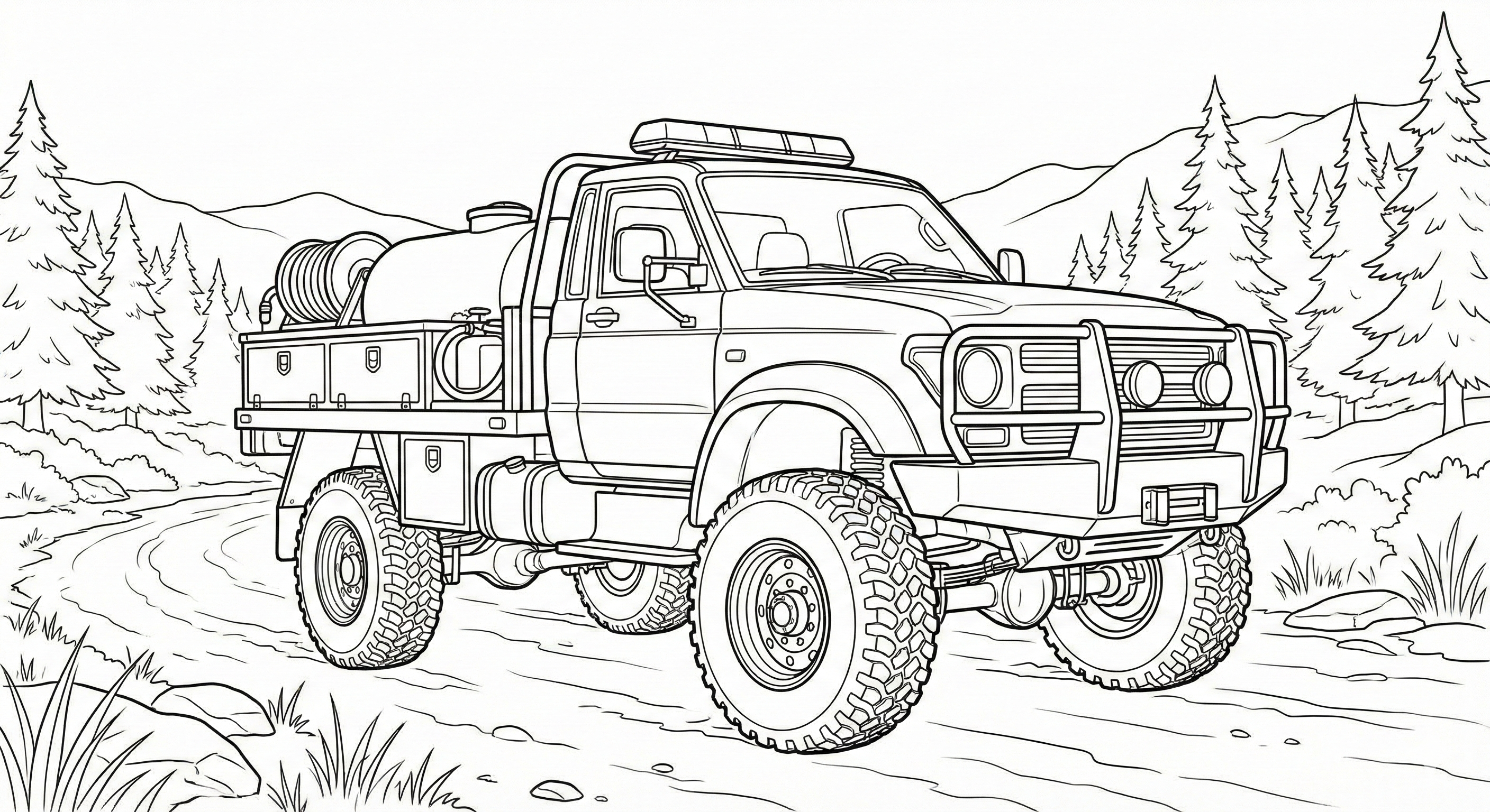 Rugged Off-Road Brush Fire Truck Coloring Page
