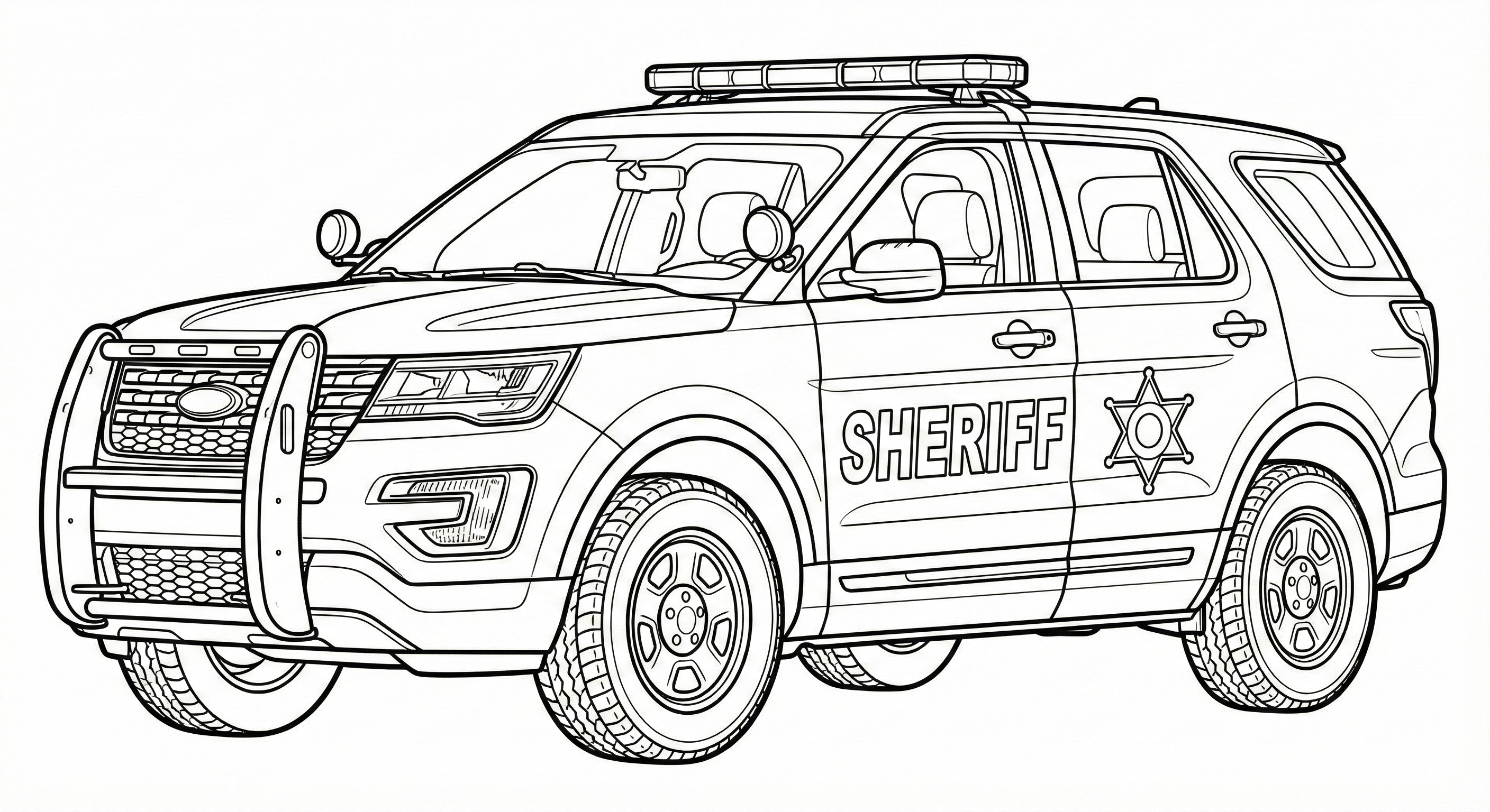 Classic Police Cruiser Coloring Page for Children