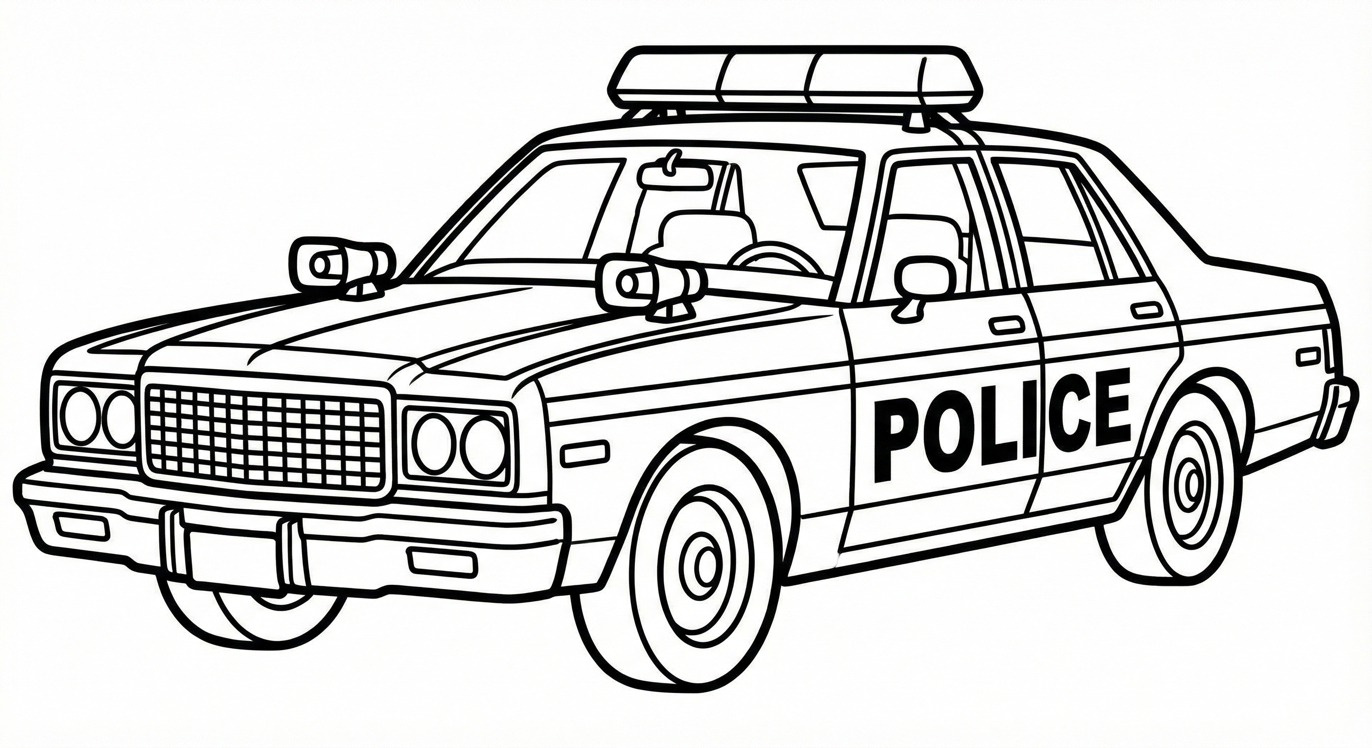 Friendly Police Car Coloring Page for Kids