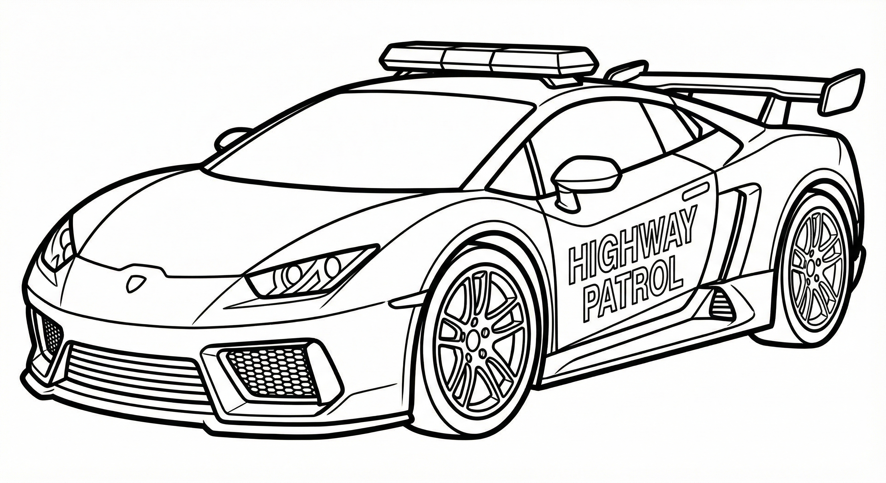 Police Car with Siren Coloring Page for Kids
