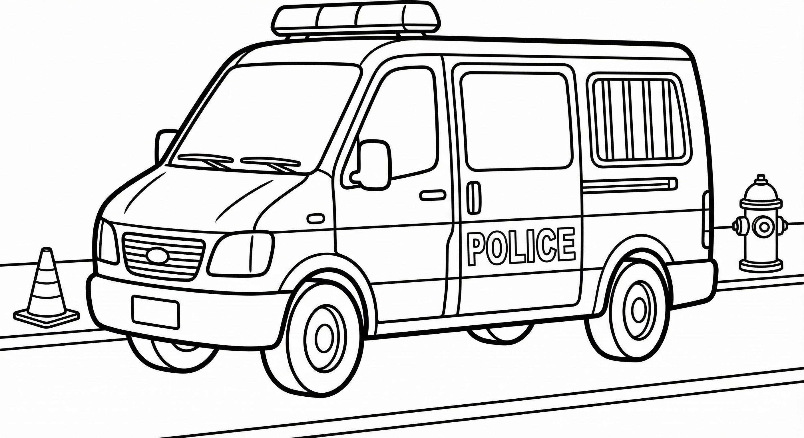 Police Squad Car Coloring Sheet for Kids