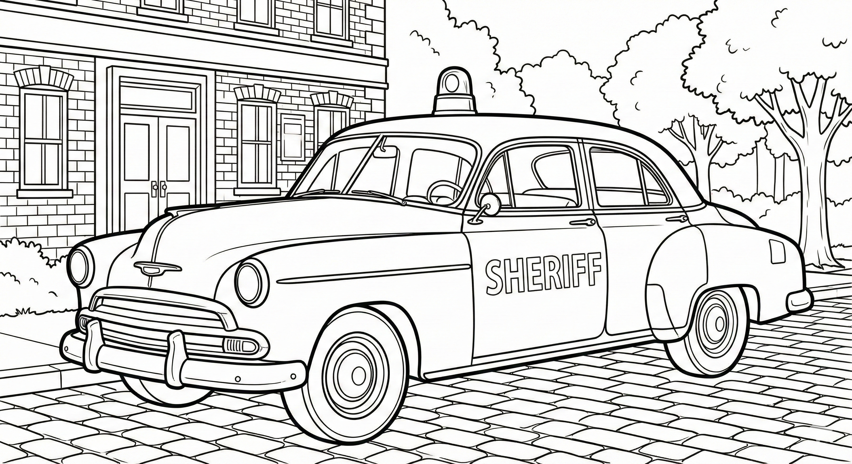 Classic Vintage Sheriff Car Coloring Page