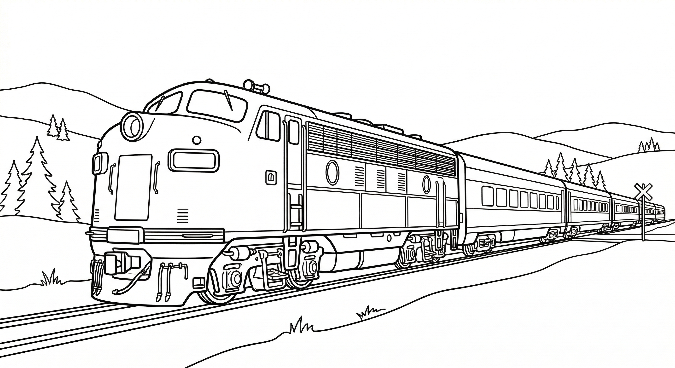 Printable US Passenger Train Coloring Page for All Ages