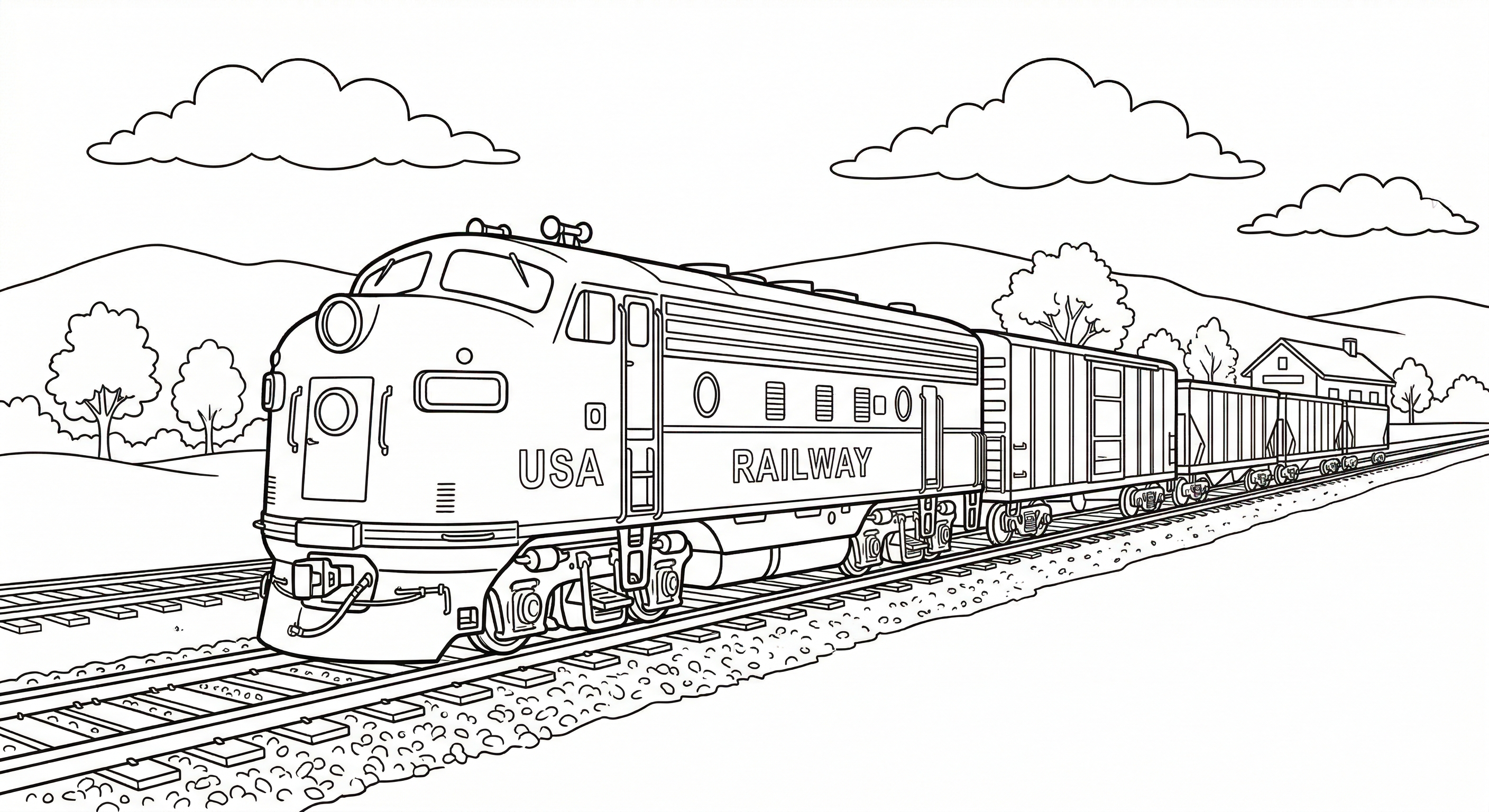 American Freight Train Coloring Page