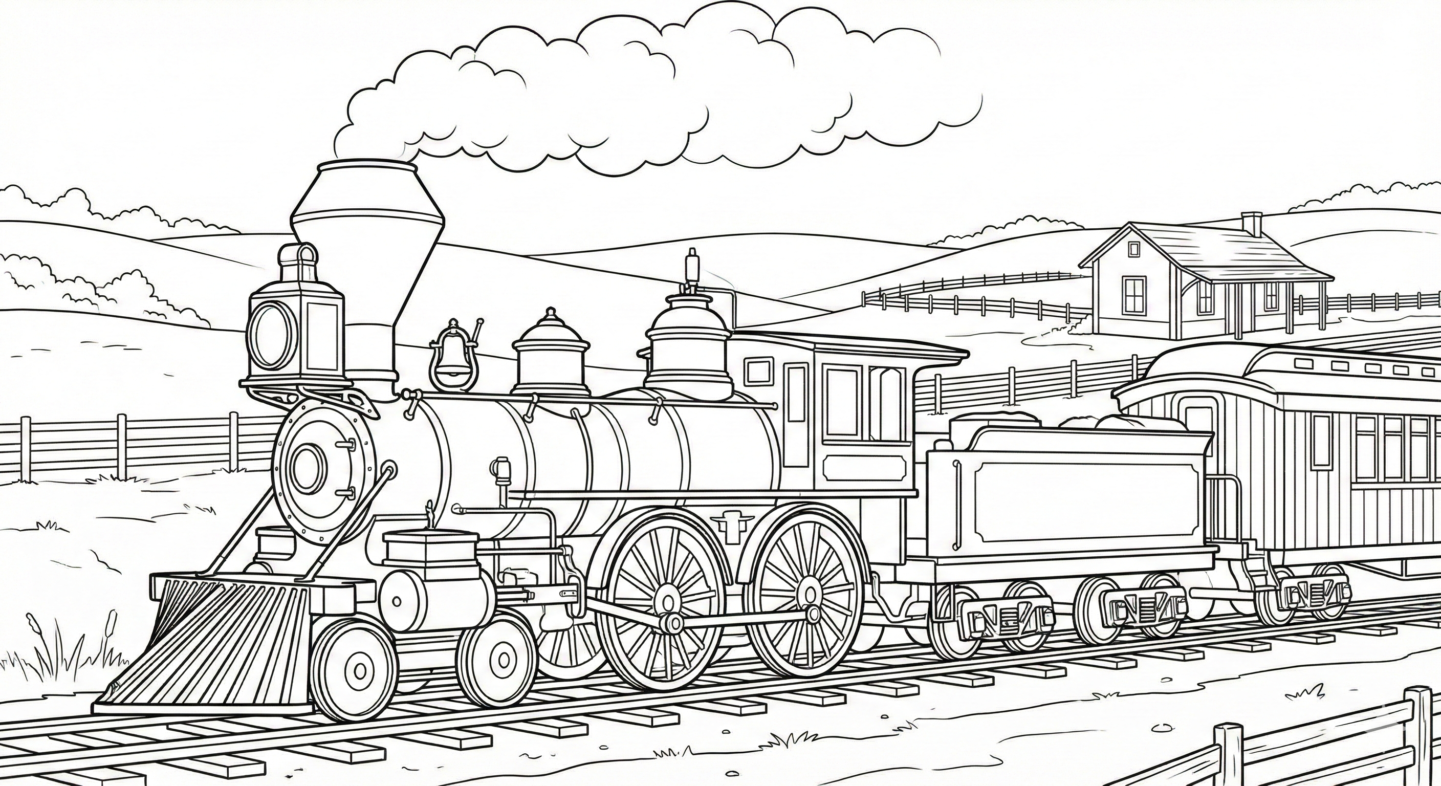 Classic Steam Train Coloring Page