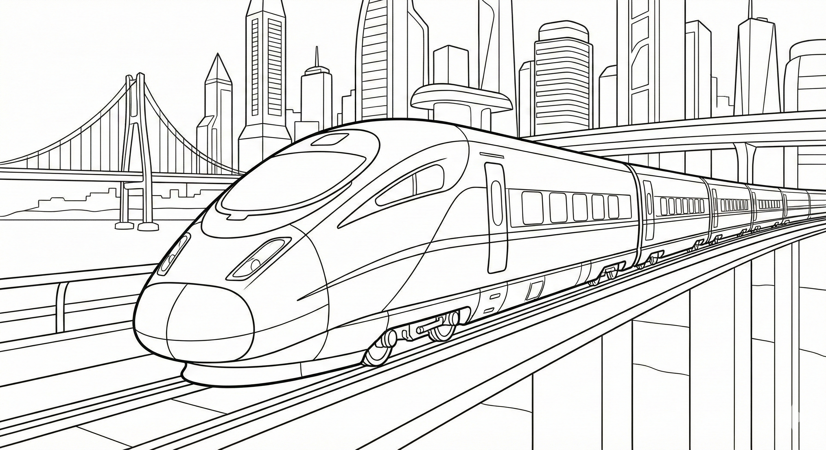 High-Speed City Train Coloring Page