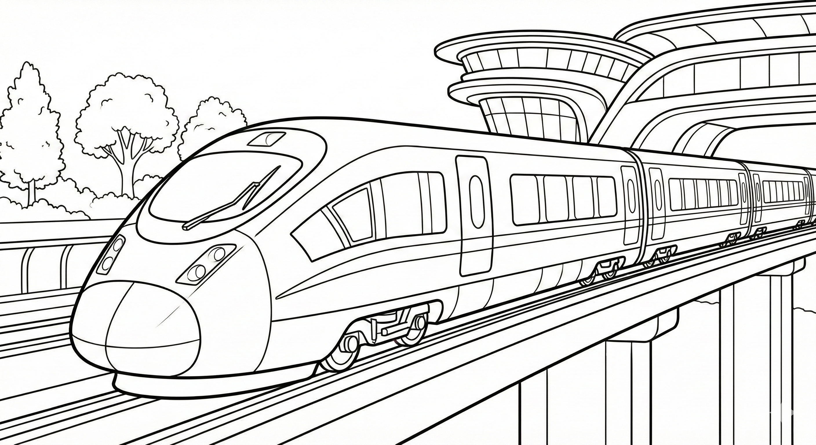 Modern High-Speed Train Coloring Page